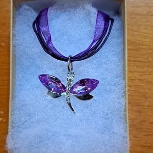 Amethyst Crystal Dragonfly Necklace